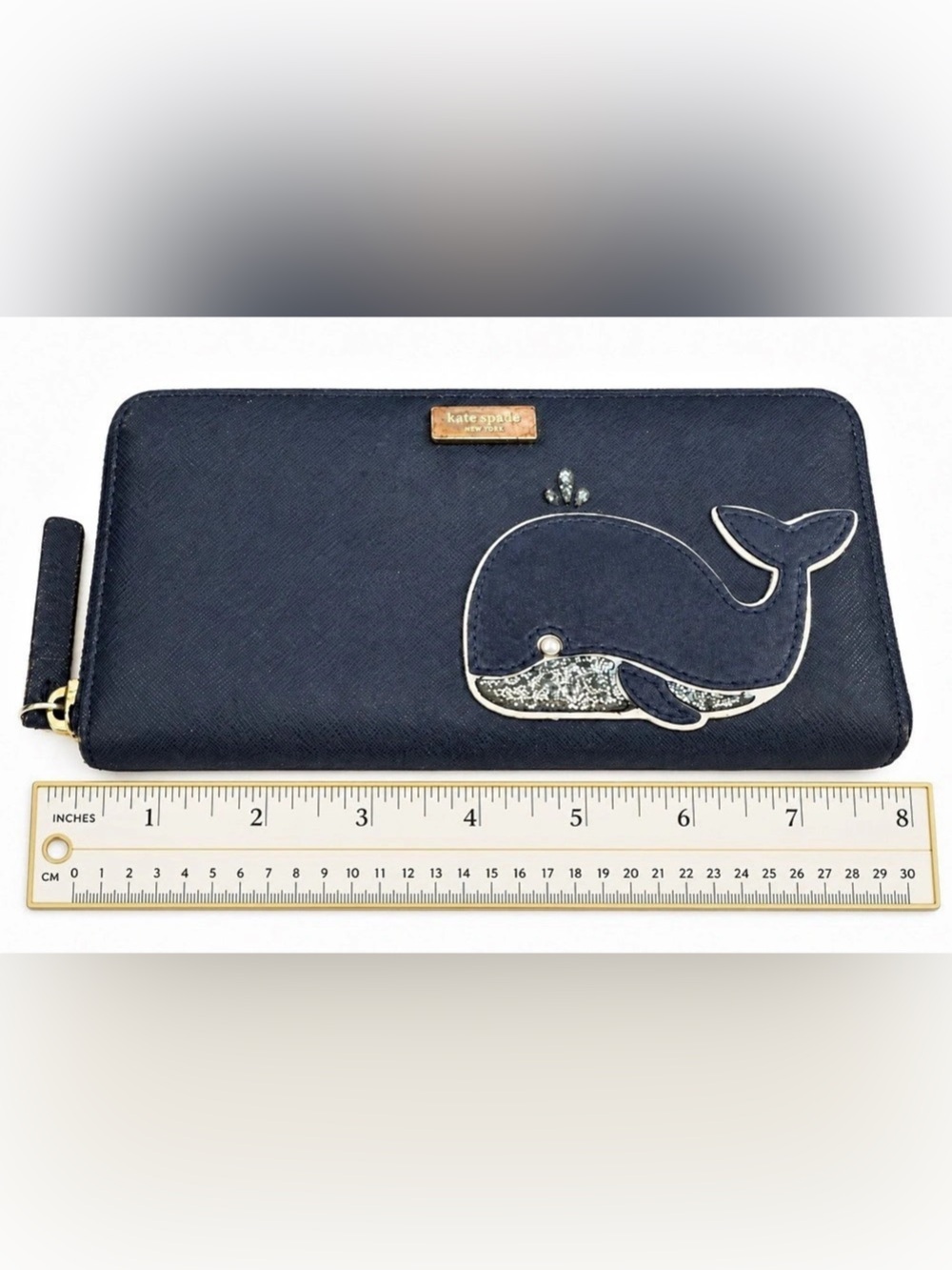 Kate Spade Off We Go Neda Whale Wallet Navy Saffiano WLRU2838